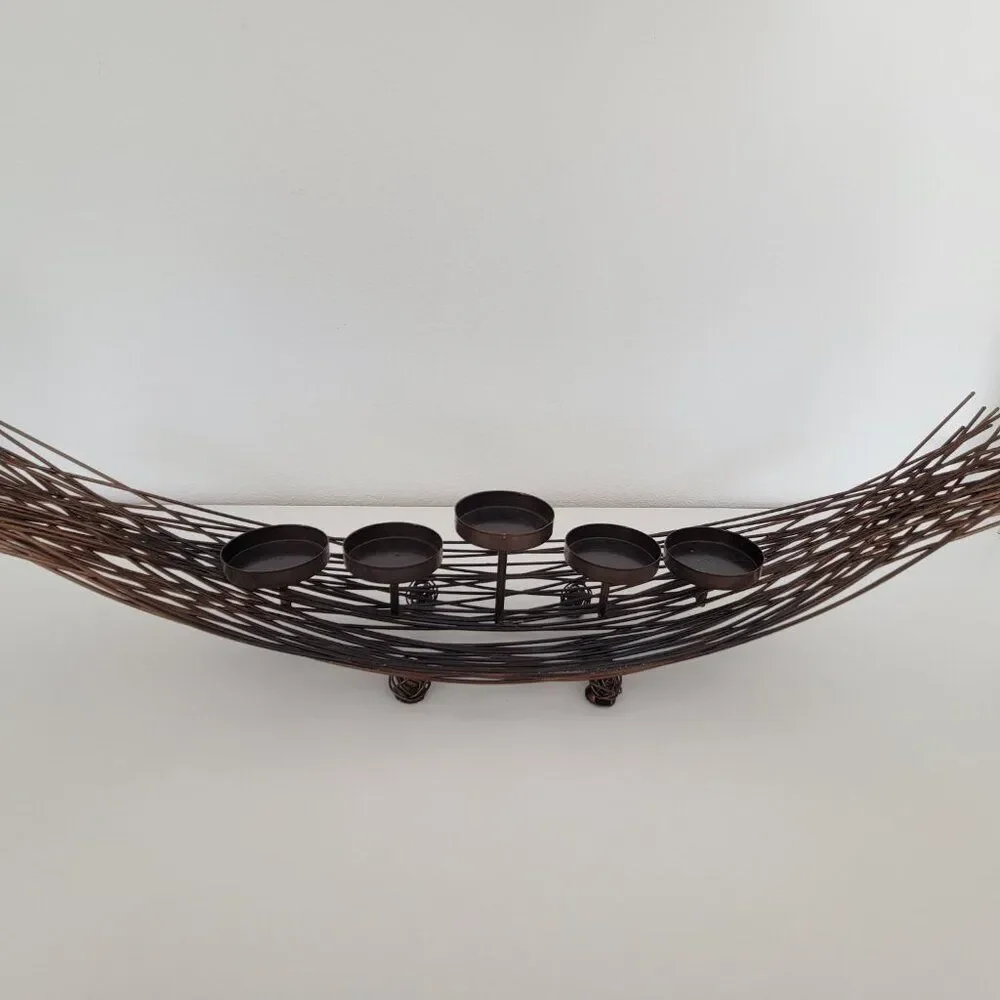 Pier 1 Unique Copper Metal Wire Sculpture Candelabra Centerpiece 24